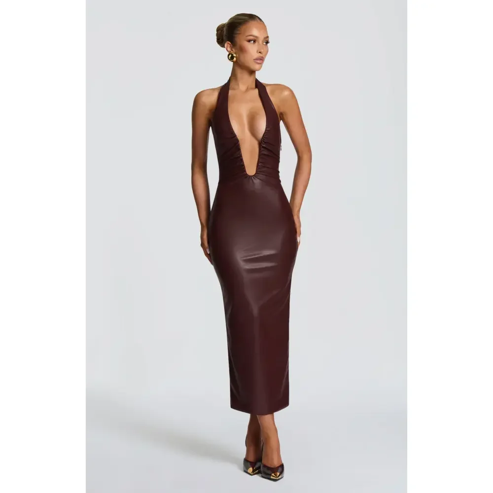 Babyboo Fashion Ainsley Midi Dress - Burgundy in Red